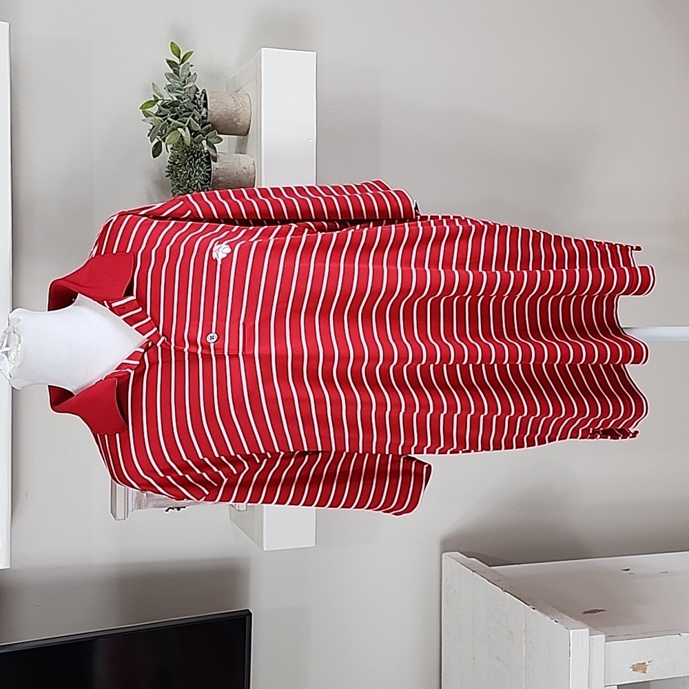 FootJoy Striped Short Sleeve Performance Golf Polo Cherry